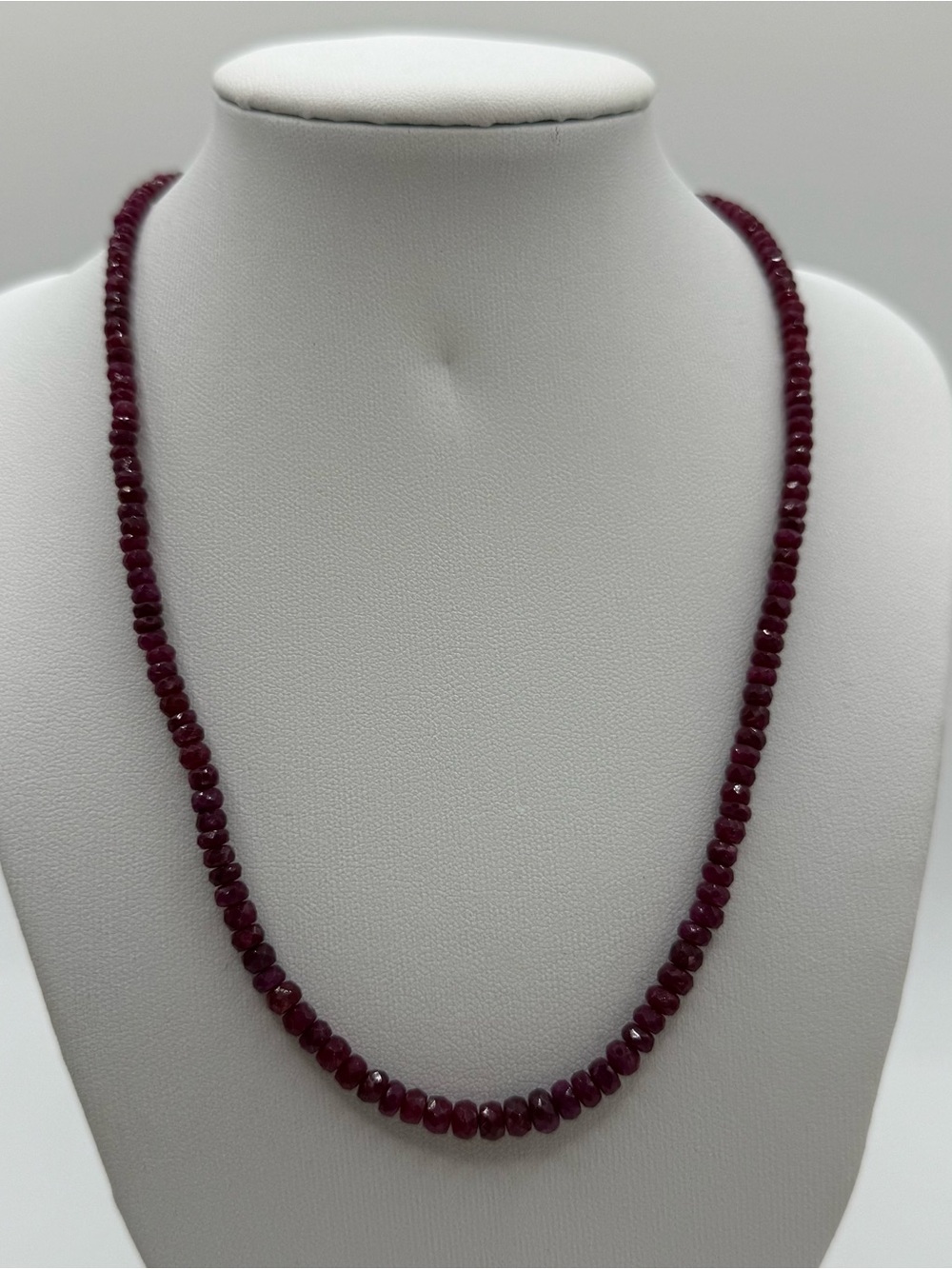 Sterling silver Rhodolite Red Faceted Bead Necklace